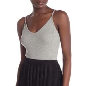 BP. Gray V-Neck Ribbed Thong Bodysuit Juniors Size Medium New With Tags